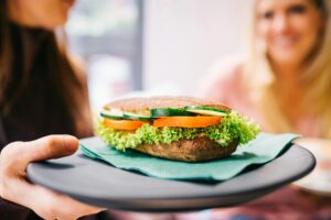 delicious fresh vegetable sandwich on serving tray